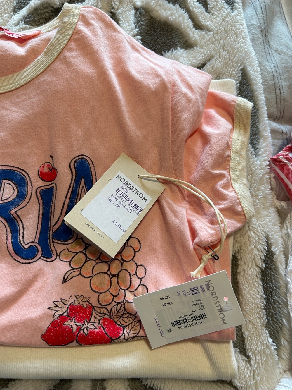 Mother nwt Sangria Graphic Tee in Light Pink - Picture 4 of 7